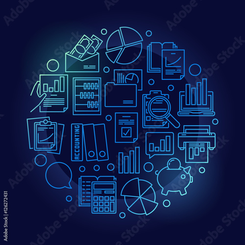 Blue accounting and research illustration