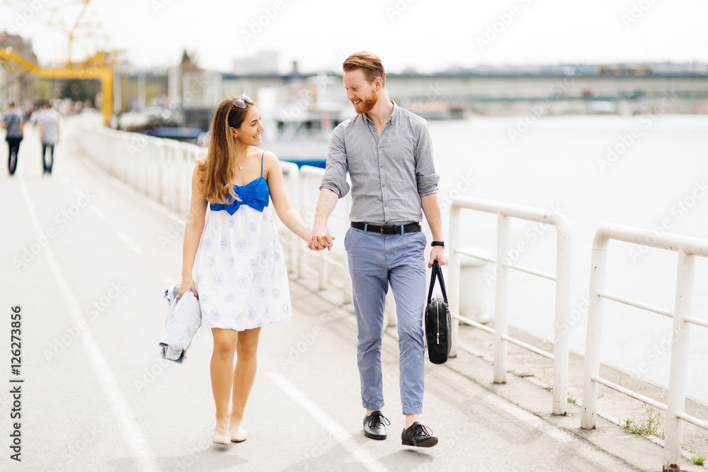 Couple enjoying time spent outdoors Couple enjoying time spent outdoors