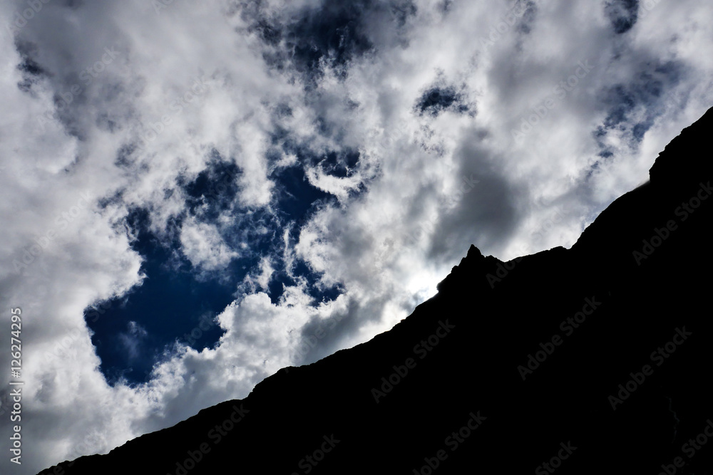 Mountain landscape with clouds in the Pyrenees, France, Mountain landscape with clouds in the Pyrenees, France,