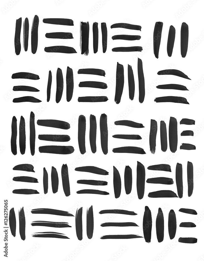 Abstract vertical and horizontal black strokes in a geometric style painted with gouache Abstract vertical and horizontal black strokes in a geometric style painted with gouache