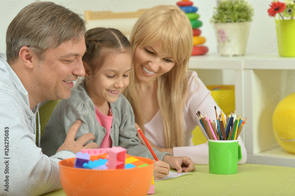 Portrait of happy family painting Portrait of happy family painting