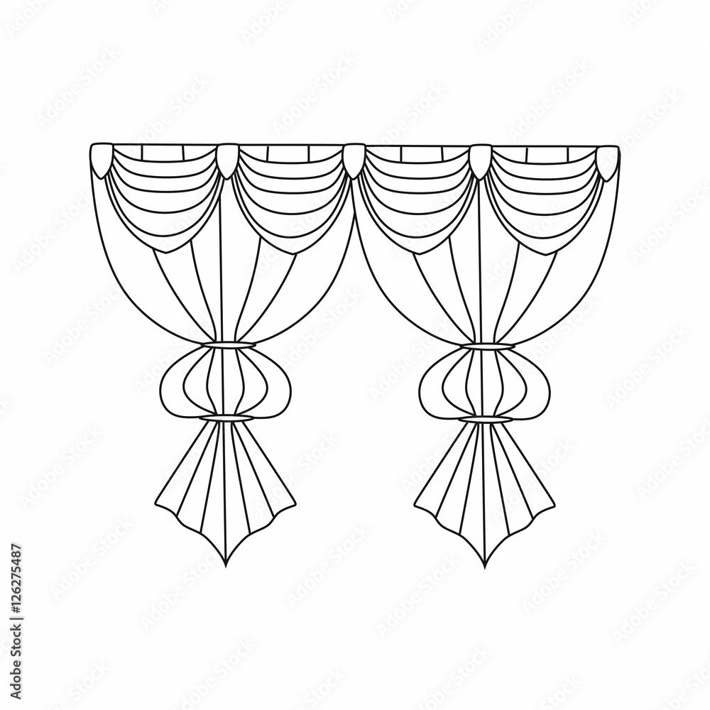curtains Interior design sketch.Window curtains curtains Interior design sketch.Window curtains