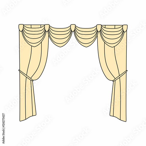 curtains Interior design sketch.Window curtains