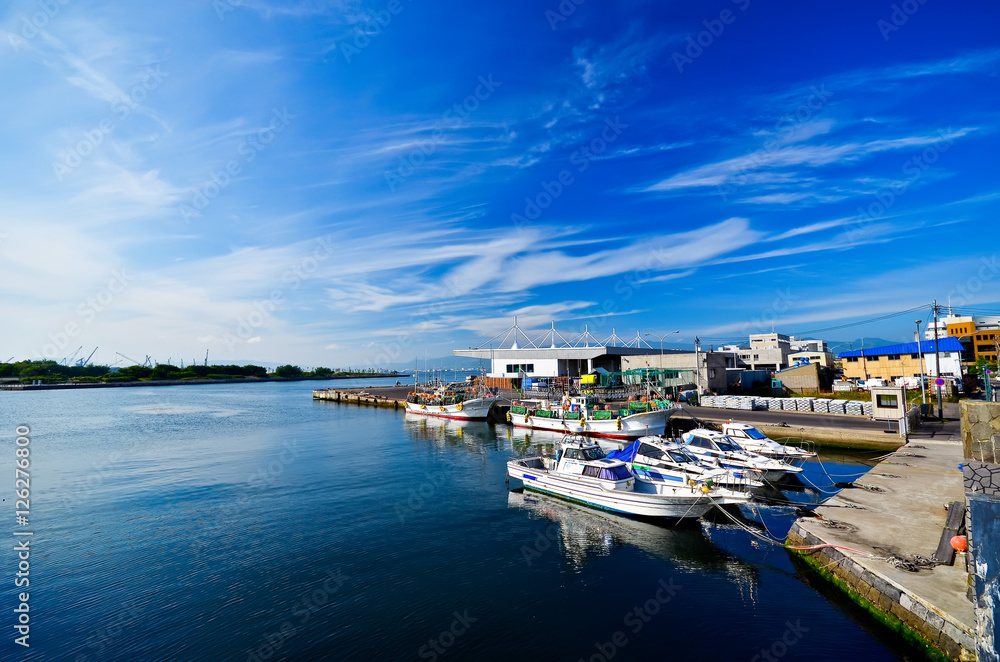 View of the Hakodate port in a sunny day in Hakodate, Japan 
