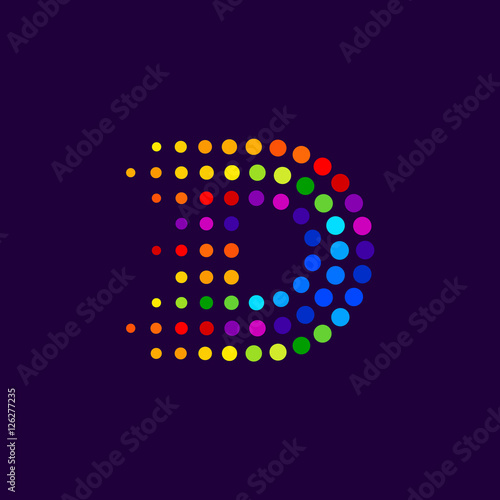 Letter D logo.Dots logo colorful,dotted shape logotype vector design