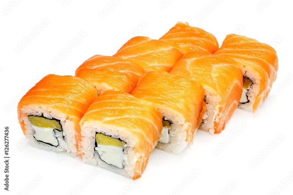 Japanese seafood sushi , roll on a white, isolated Japanese seafood sushi , roll on a white, isolated