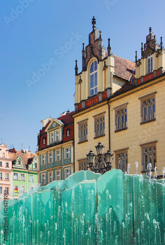 beautiful details of old town square, Wroclaw, Poland