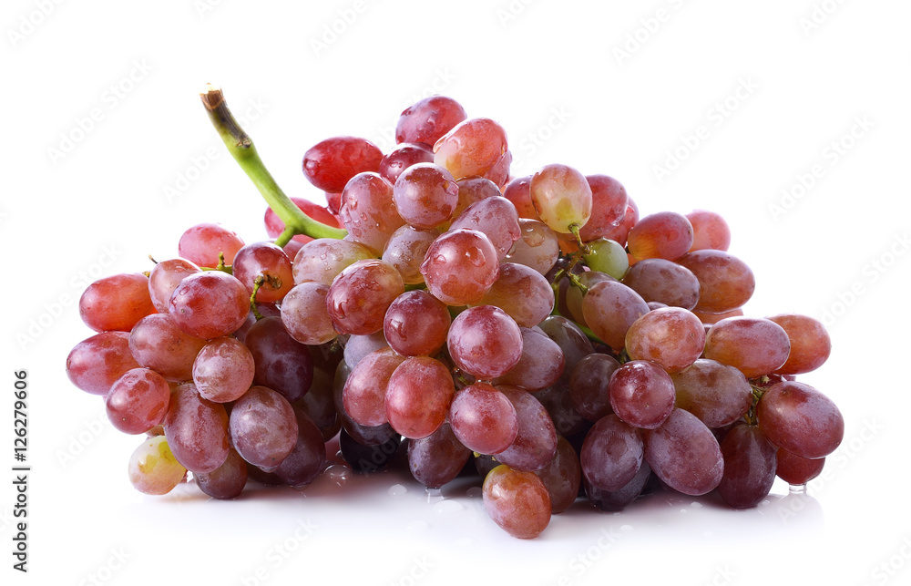 red seedless grapes isolated on white background
