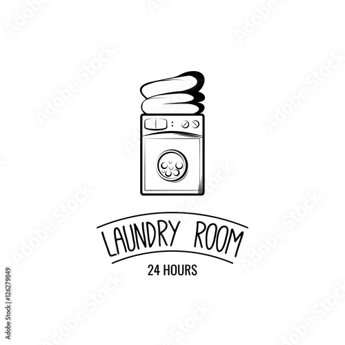 Laundry Room label and badge. washer, washing machine.