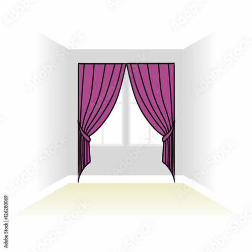 interior decoration textiles sketch. box decorated curtains. int