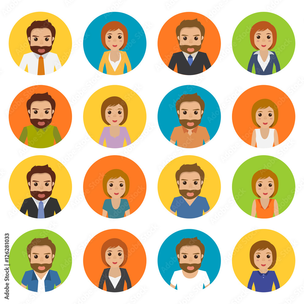 set of people character business office style