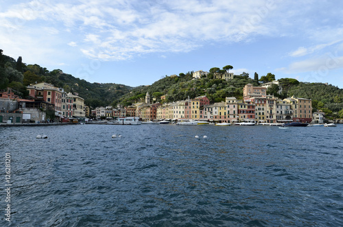 Portofino colorful facades of the houses on the sea