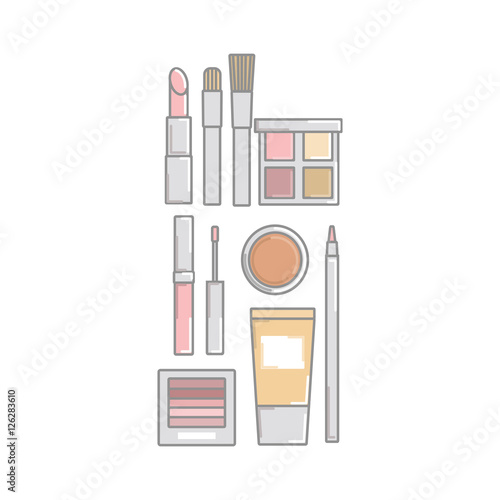  Foundation. lip gloss. pomade. Eyeliner. cosmetics. set for mak