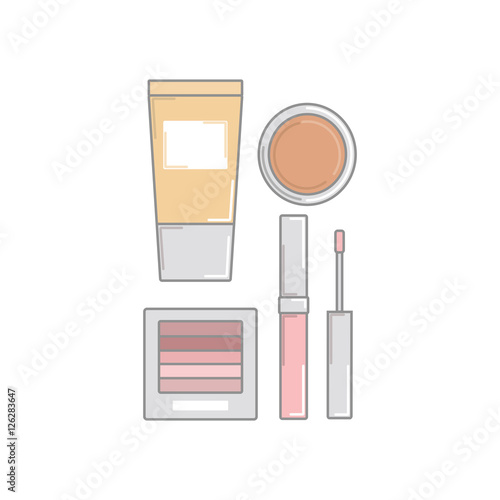  Foundation. lip gloss. pomade. Eyeliner. cosmetics. set for mak