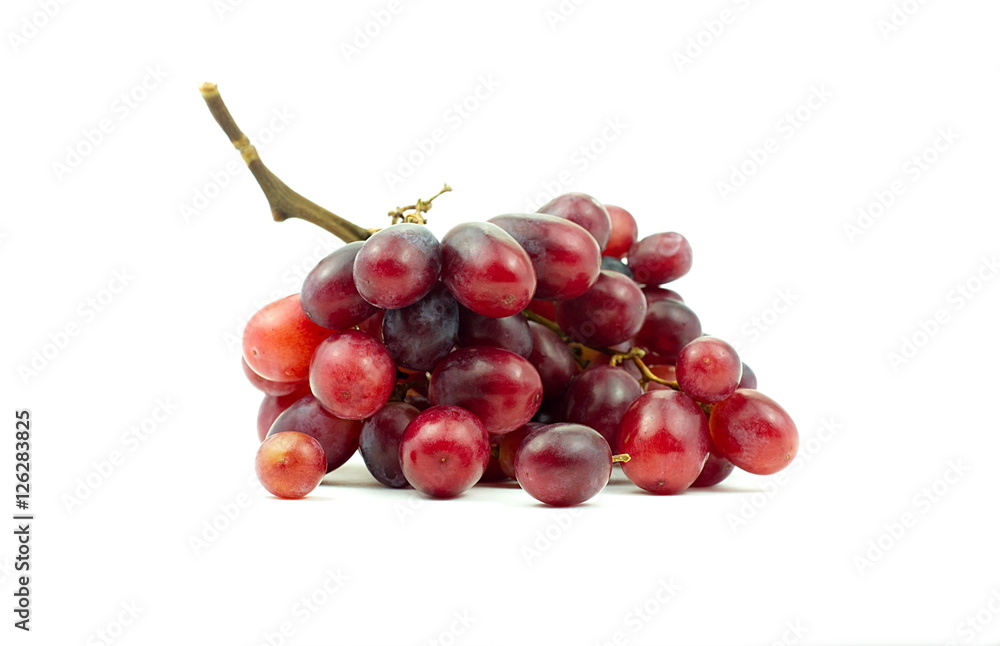 bunch of small red grapes isolate on white background