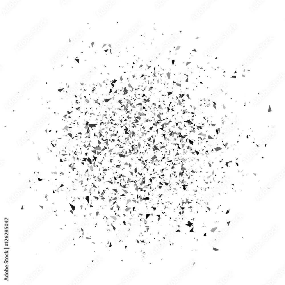 Explosion cloud of black pieces. Vector illustration