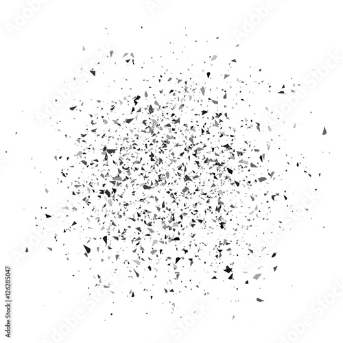 Explosion cloud of black pieces. Vector illustration