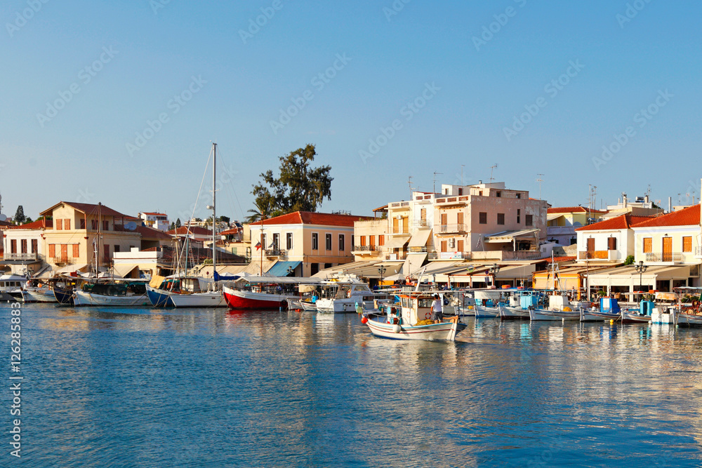 The port in Aegina, Greece