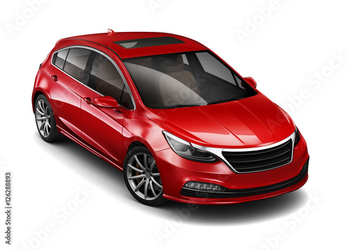 Obraz na płótnie Compact red hatchback car