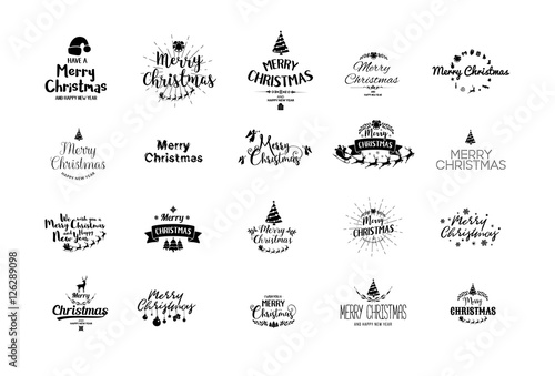 Merry Christmas lettering typography. Handwriting text design wi