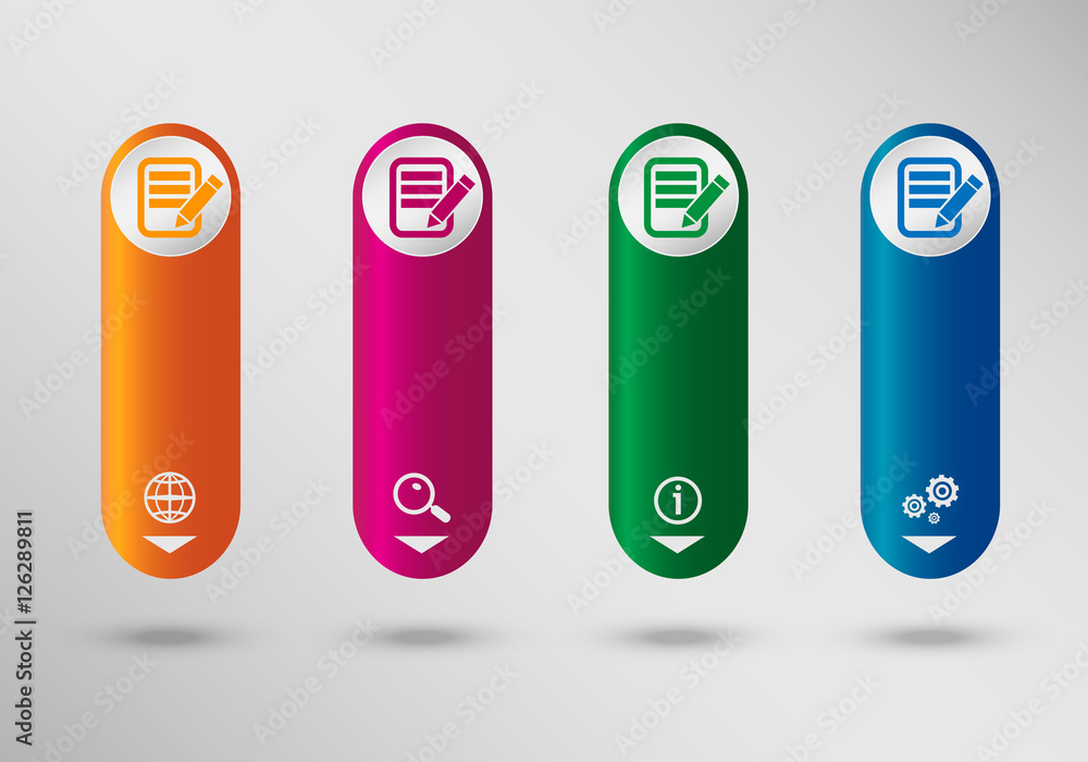 Document icon on vertical infographic design template, can be us Document icon on vertical infographic design template, can be us