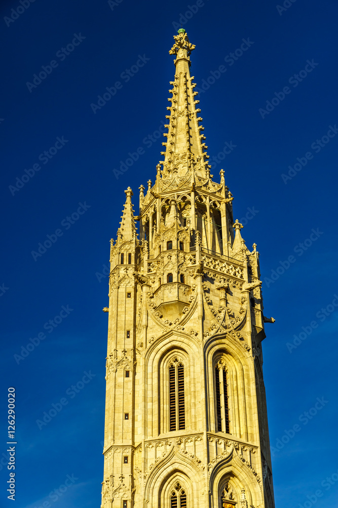 Matthias church and Statue of Holy Trinity in Budapest, Hungary