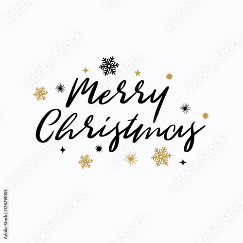 Merry Christmas lettering typography. Handwriting text design wi