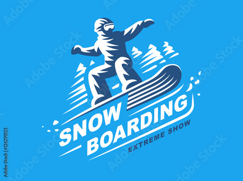 Snowboarding emblem Illustration on blue background