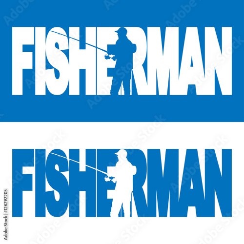 Icono plano FISHERMAN con silueta pescador azul