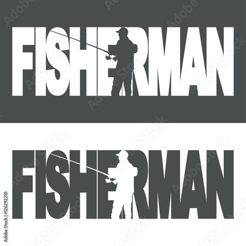 Icono plano FISHERMAN con silueta pescador gris
