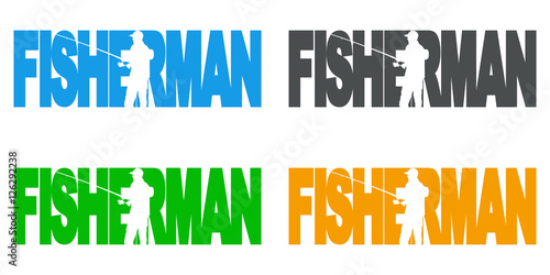 Icono plano FISHERMAN con silueta pescador varios colores