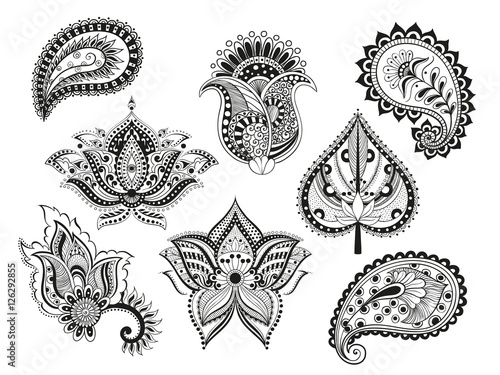 set boho flower paisley
