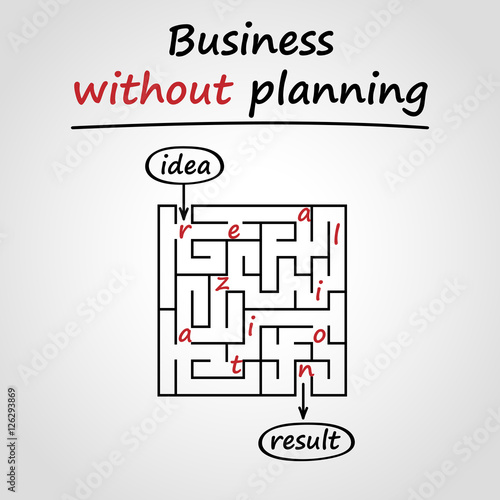 Business without planning is like maze. Graphic scheme illustrating concept idea. 