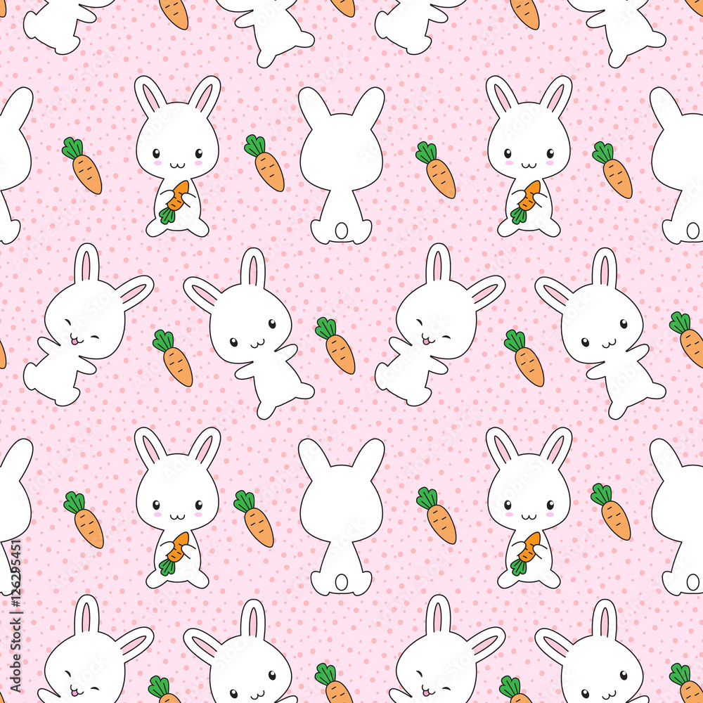 Obraz premium Bunnies with carrots seamless pattern