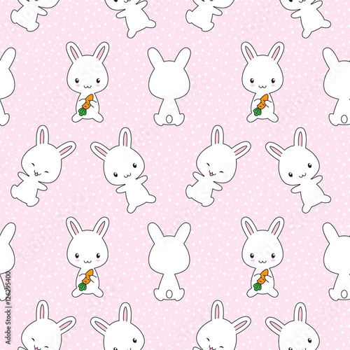 Bunnies with carrots seamless pattern