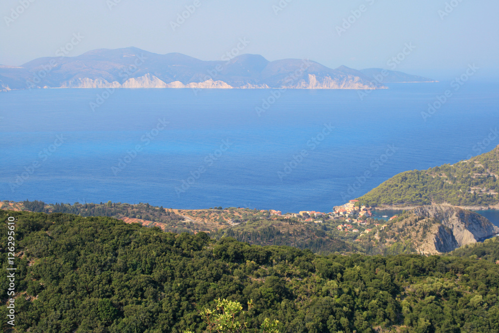 Landscape of Assos village and sea bay, Kefalonia, Ionian islands, Greece
