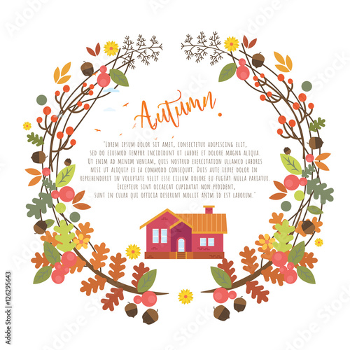 Autumn Frame Circle Elements Template Vector Illustration