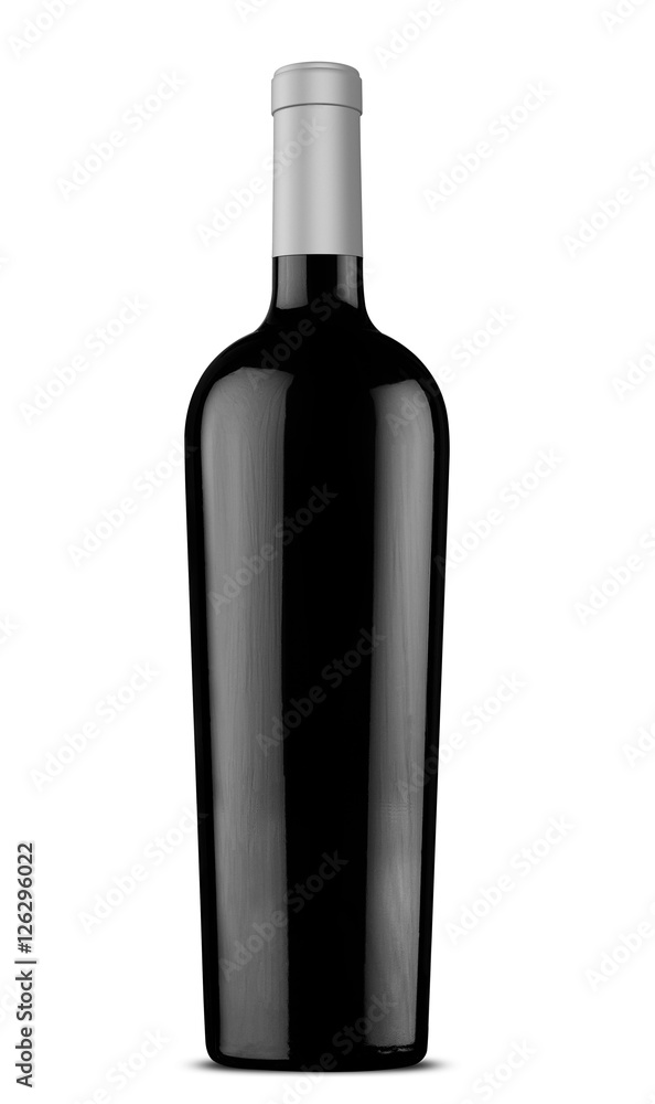 3d illustration black wine bottle with silver cap 3d illustration black wine bottle with silver cap