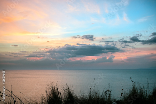 Fototapeta Naklejka Na Ścianę i Meble -  Nice colored sky at sunset over the sea in Greece