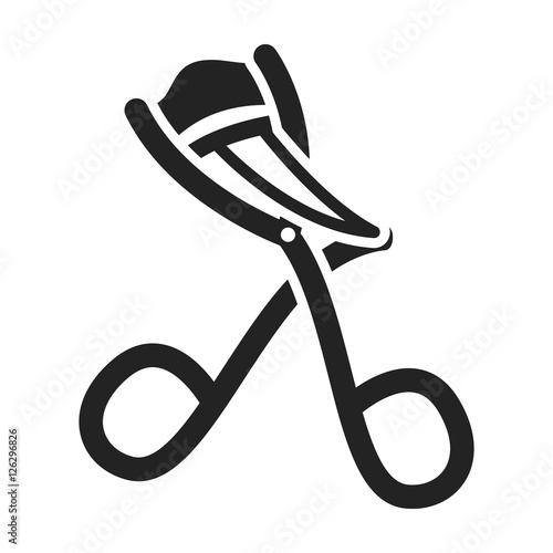 Eyelash curler icon in black style isolated on white background. Hairdressery symbol stock vector illustration.