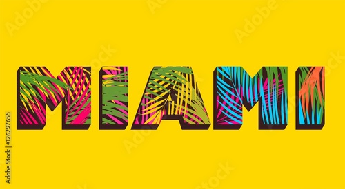 Miami print with colorful palm leaves