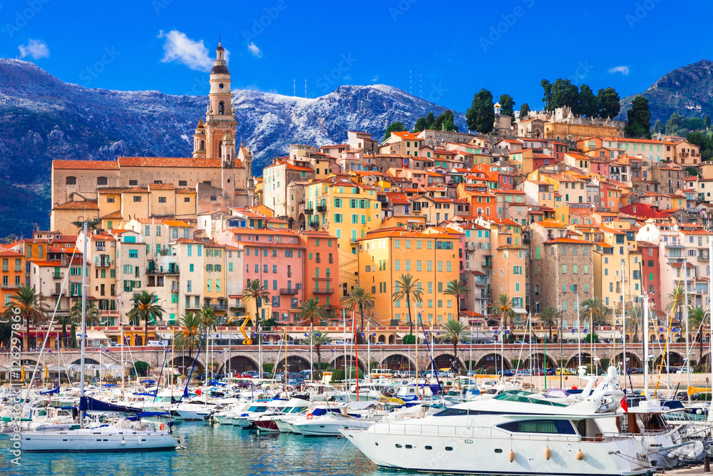   Menton, France: The Pearl of the French Riviera. colorful town - luxury holidays in the south 
