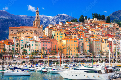   Menton, France: The Pearl of the French Riviera. colorful town - luxury holidays in the south  photo