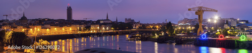 Sunrise in Nantes - panoramic view of the city photo