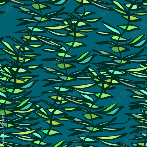 Bright leaves  abstraction fantasy. Vector seamless pattern.
