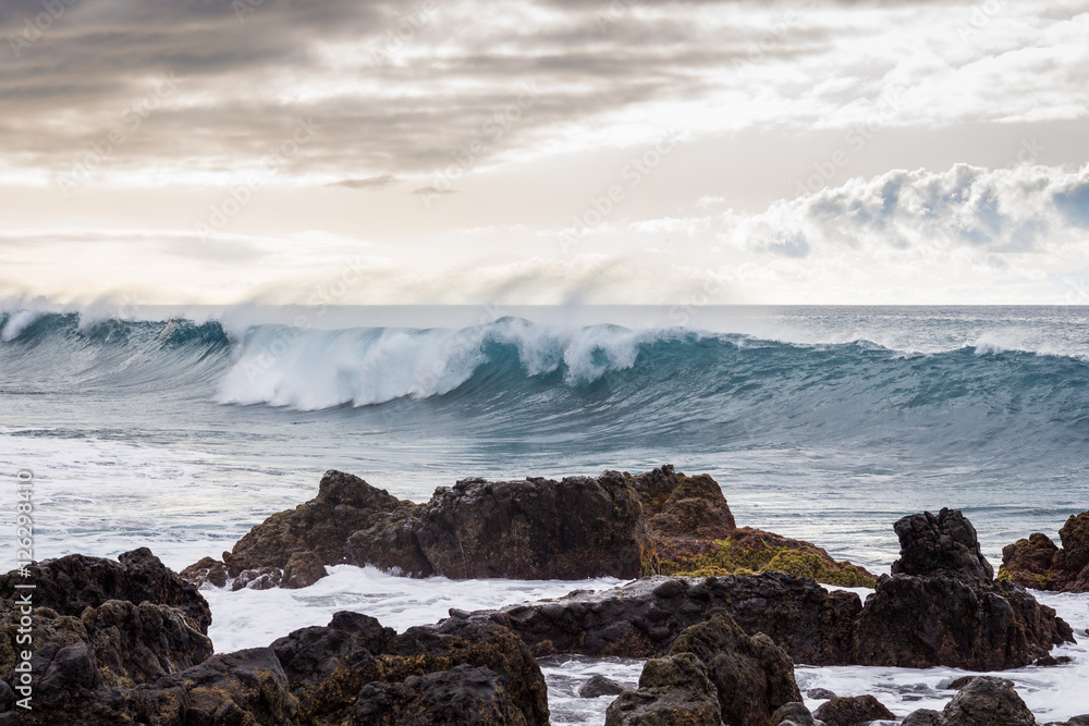 Strong Waves Crashing on the Volcanic Coast in Tenerife Canary Islands Strong Waves Crashing on the Volcanic Coast in Tenerife Canary Islands