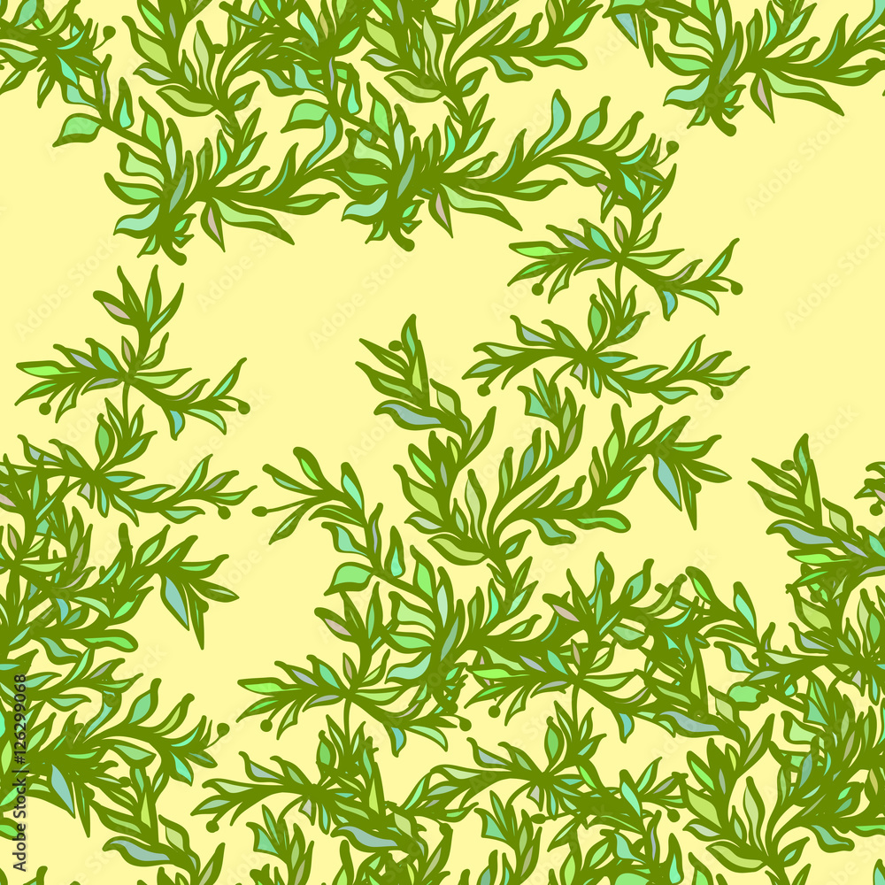 Bright leaves, abstraction fantasy. Vector seamless pattern.