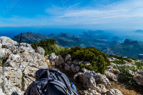Beautiful panorama from the GR 221 Tramuntana mountains, Mallorca, Spain