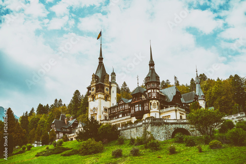 Neo-Renaissance Peles Castle Built In 1873 In Carpathian Mountai