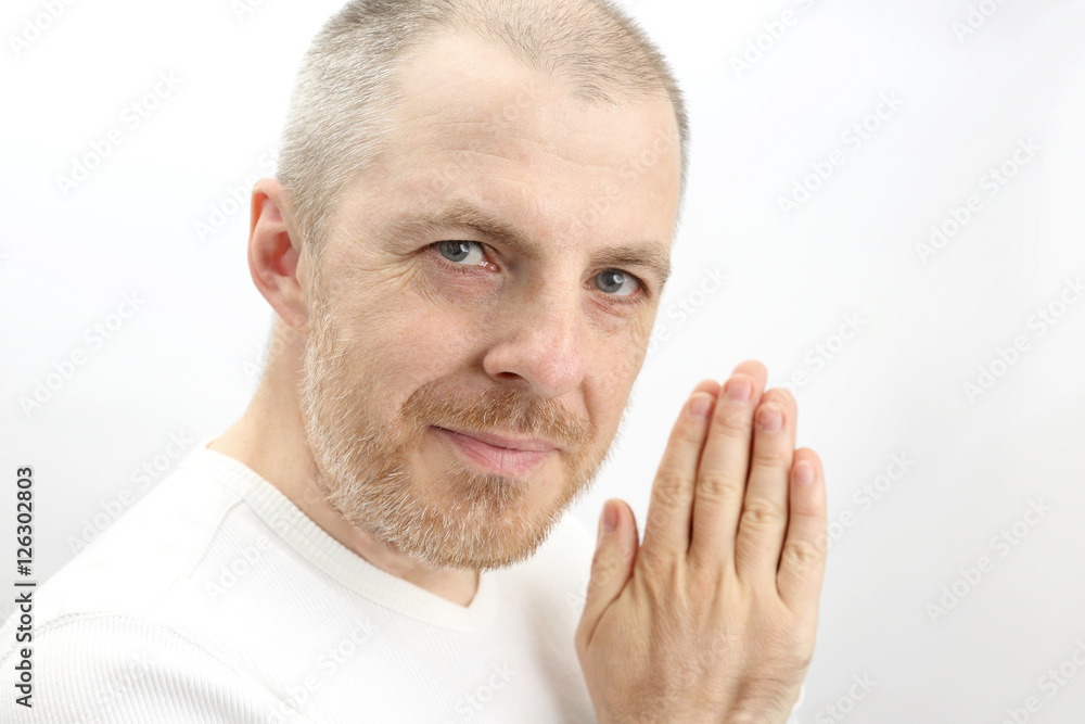 adult happy man on a white background adult happy man on a white background